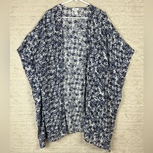 JAPNA Blue Floral Kimono One Size 100% Viscose